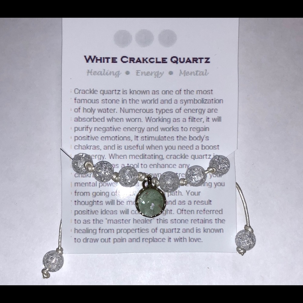 White Crackle Quartz Adjustable Bracelet
